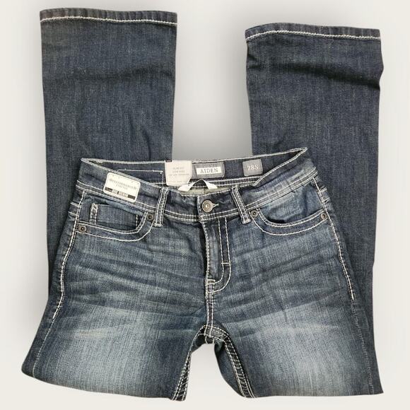 BKE Jeans Women's Sz 28s Bootcut Faded Dark Wash Aiden Slim Fit Low-rise Stretch - Picture 2 of 10